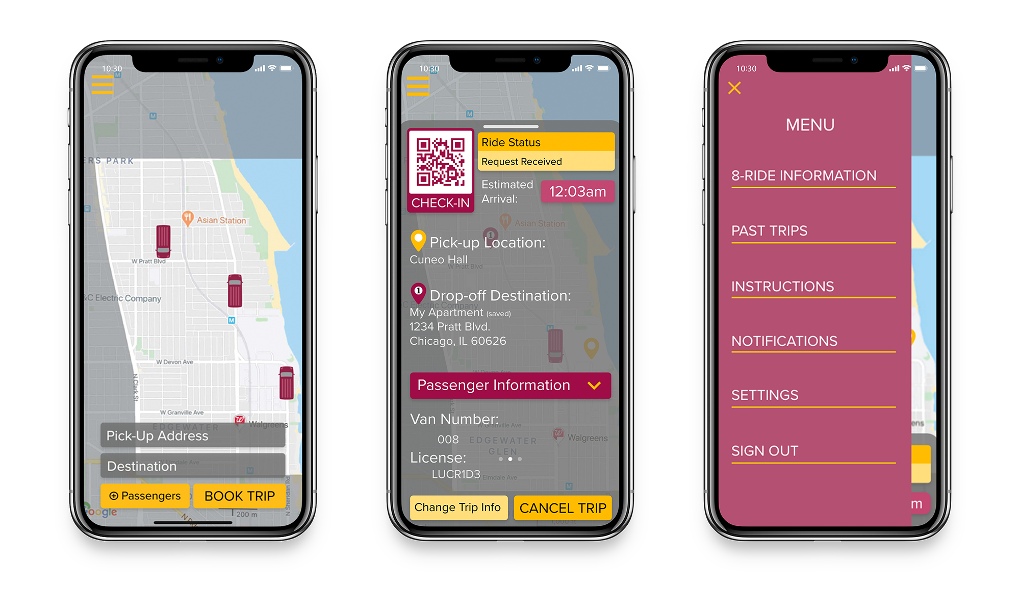 On Demand and Current Trip Wireframes