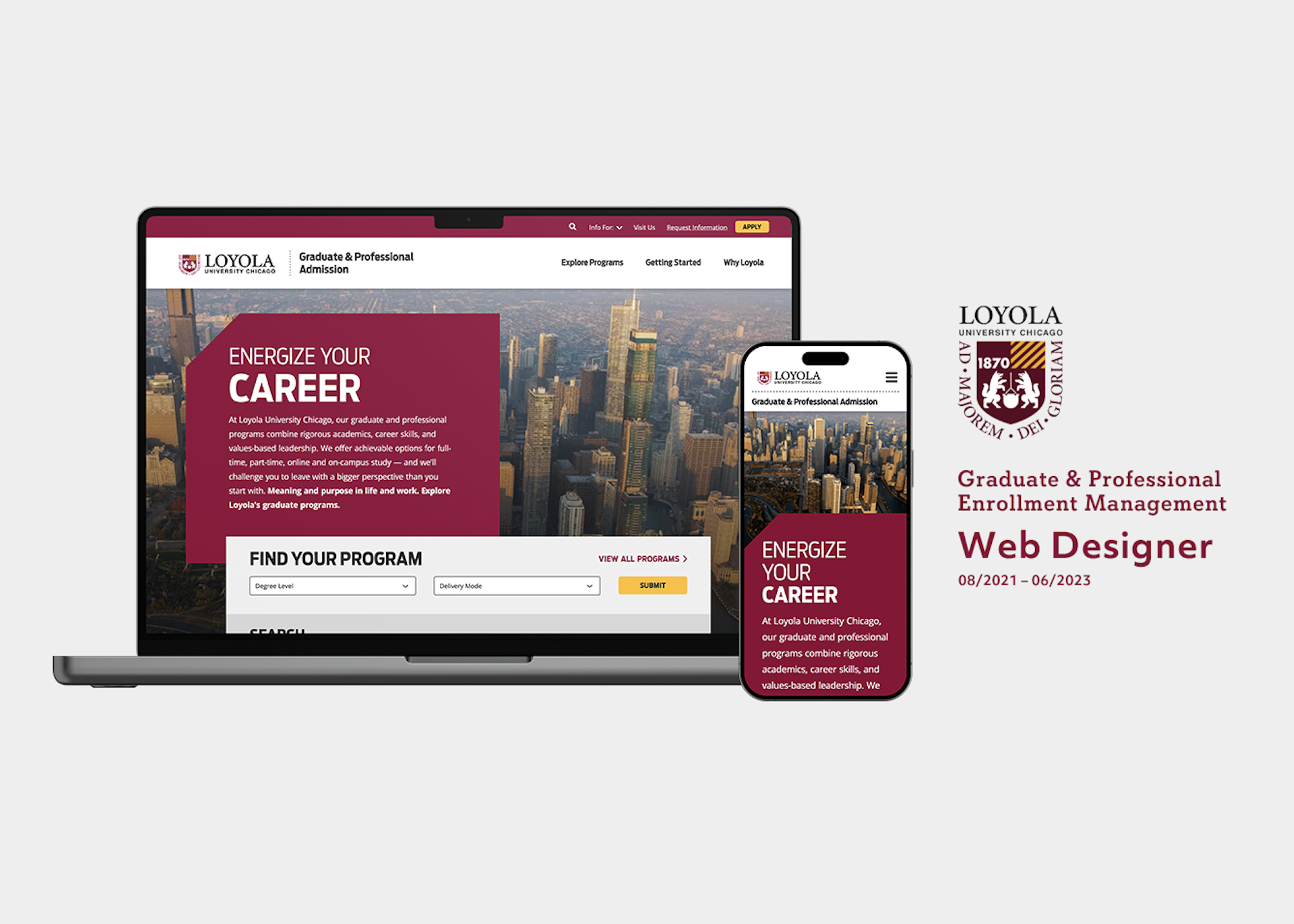 Loyola University Chicago - Graduate and Professional Enrollment Management - Job: Web Design.