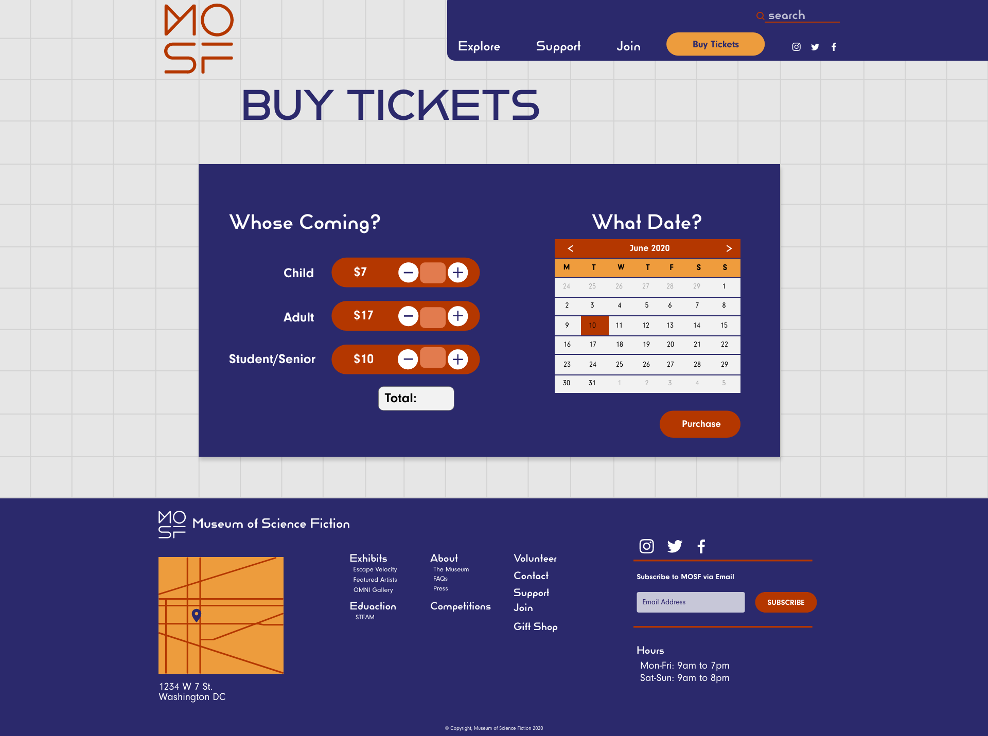 Buy Tickets Hi-fi Wireframe web page