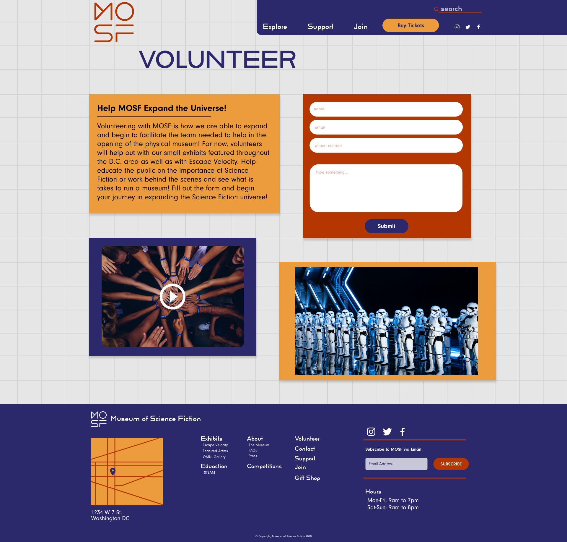 Volunteer Hi-fi Wireframe web page